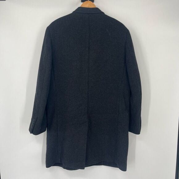 INC International Concepts Single Breasted Black Wool Blend Pea Coat Mens Large - Picture 2 of 8